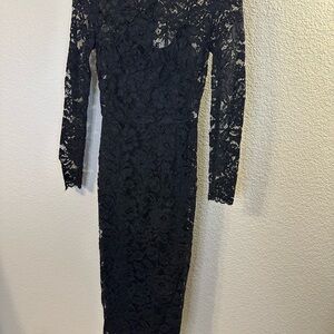 Elegant Black Lace Long Sleeve Dress